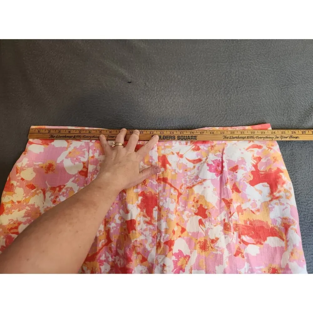 ASOS DESIGN CURVE Floral Print Size 22 Linen Blend Shorts Pockets Pink White NWT